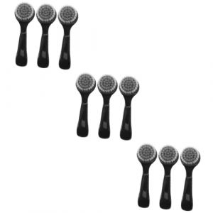 CRILSTYLEO 9 Pièces brosse pour le visage lingettes visage outil exfoliant visage abricot gua trousse brosse nettoyage brosse exfoliante visage brosse faciale manuelle PVC Black (Yolena, neuf)