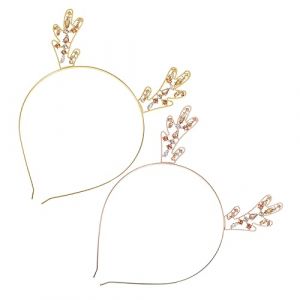 VICASKY 2 Pièces bandeau de rose mariage or de mariée cheveux de dame Ramure cerceau de cheveux en bois de cerf cerceau de cheveux de mode cerceau de cheveux de fille alliage (Micanties, neuf)