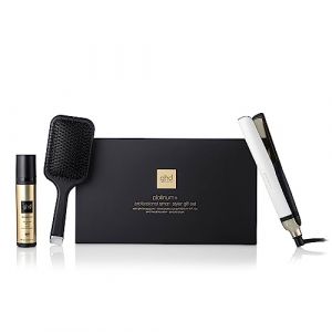 ghd - Lisseur Platinum+ - Fer à lisser professionnel (Blanc) - Des cheveux 75% plus brillants et 70% plus forts - S'adapte aux besoins de vos cheveux - Brosse ghd et Spray thermoprotecteur inclus (Peyrouse Hair Shop, neuf)