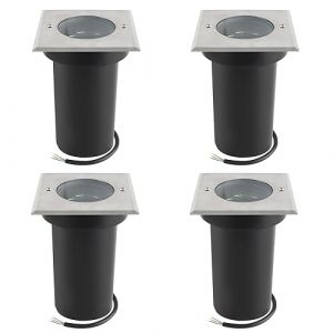 URing Spot Exterieur encastrable orientable pour GU10, IP67 &eacute;tanche LED Spot Terrasse Ext&eacute;rieur Spot de sol et praticable pour l&rsquo;ext&eacute;rieur, 230V lampe de sol pour Pelouse, Cour, &Oslash;11x12cm, Carr&eacute; (DUOMII, neuf)