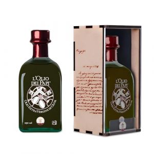 L'Olio dei Papi 100% Huile d'Olive Extra Vierge Italienne extraite à froid des oliveraies centenaires des anciennes terres des Papes 0,25 LT (Coffret Bois) (Casa Oilio Sperlonga Spa, neuf)