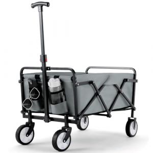 Chariot de Plage Pliable Poignée Réglable Chariot de Jardin Chariots de Transport pour Transport, Plage, Camping, Courses, Chariot de Jardinage Chariot à roulettes avec Jusqu’à 60KG (Gris) (Dorigod Trading Limited, neuf)