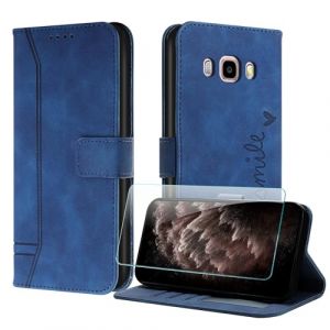 JayModCase Coque pour Samsung Galaxy J7 2016 / J710 avec Protection &eacute;cran, &Eacute;tuis Rabat Folio Housse Cuir Portefeuille [Emplacements Cartes] Magn&eacute;tique Support pour Galaxy J710 - Bleu (HXM STORE - EU, neuf)
