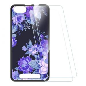 ESCAMOT Coque Imprim&eacute;e + 2 Protections Verre Tremp&eacute; Compatible avec Wiko Lenny 3, Coque Souple Anti-Choc et Film HD Clair (Violettes) (TomCase, neuf)