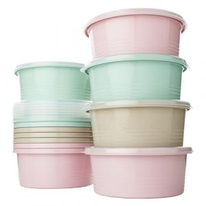 QILZO Lot de 12 r&eacute;cipients en plastique 1 L pour comdia R&eacute;cipients ronds en plastique sans BPA pour four micro-ondes, lave-vaisselle, cong&eacute;lateur, r&eacute;cipients avec couvercle (Highill Shop, neuf)