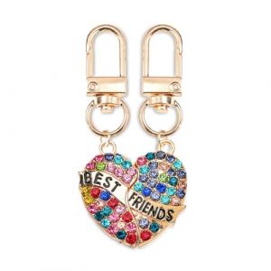 Porte clé amitié pour 2 porte clé meilleurs amis forever porte-clés amitié porte-clés coeur Rainbow strass stitch porteclé cadeau pour une amie porte clé amitié femme (Couleur arc - en - ciel) (My Smart Choice 5, neuf)