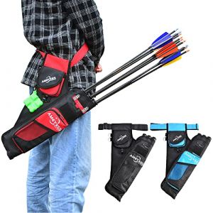 SHARROW Carquois de Tir &agrave; l'arc 3 Tubes Carquois Fl&egrave;che, Ceinture Ajustable Classique &agrave; Trois Tubes Porte-fl&egrave;che pour Fl&egrave;ches pour Arc Classique et Arc &agrave; Poulies (Rouge) (AME Archery Shop, neuf)