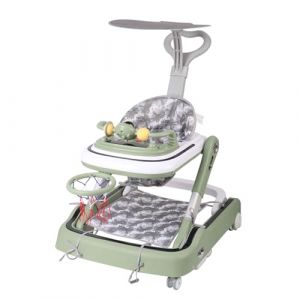 2 en 1 Trotteur Bébé avec 3 Hauteurs Réglables, Trotteur Bebe Marche Pliable avec avec Plateau d'activités Musical Amovible et un panier de basket, De 6 à 18 mois, Jusqu'à 12 kg （57*65*80 cm，Vert） (hlang EU, neuf)