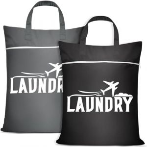 Sac à linge de voyage avec fermeture éclair, grand sac à linge de voyage, sac à linge sale, sac à linge étanche, sac à vêtements sales pour voyage, sac mouillé, natation, camping (noir + gris) (OÜ DidenkoSolution, neuf)