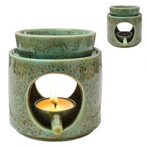 Lampe parfum&eacute;e avec photophore, lampe parfum&eacute;e pour huiles essentielles, br&ucirc;leur d'encens en c&eacute;ramique, diffuseur d'huile parfum&eacute;e et diffuseur de cire parfum&eacute;e, r&eacute;chaud pour huiles essentielles, bol (KingfanshuRICH, neuf)