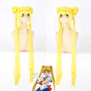 Perruque pour Cos Perruque Sailor Moon Sailor Moon Lièvre Eau Glace Lune Jaune Citron 076 (long zhu tang, neuf)