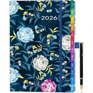 Agenda semainier 2026 A5 – de janvier à décembre – vue semaine, onglets mensuels colorés, stylo inclus, planificateur élégant pour organiser toute l’année. (ZT BenYu, neuf)