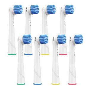 Kongkay Pack de 8 Brossettes de rechange Compatible avec Oral-B Têtes de Brosse à Dents Electrique, 8er Brossettes Sensitive Clean (Hongis EU, neuf)