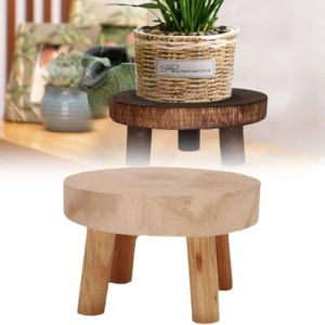 Supports rehausseurs de plantes en bois, mini tabouret rond pour bonsaï, étagère de présentation en pot, petits supports de plantes, pot rond rustique S (meilongyangfangyuan, neuf)