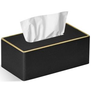 GOLRANLYE Bo&icirc;te &agrave; mouchoirs rectangulaire en Cuir PU Support de bo&icirc;te de Distributeur de mouchoirs en Papier pour d&eacute;cor de Salle de Bain Commode Noir Perle (Golranlye, neuf)