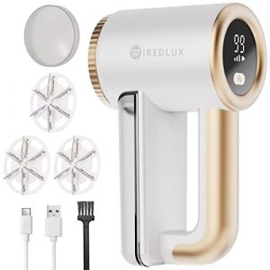 Rasoir Anti Bouloche Électrique WiredLux - Machine Anti Peluche Rechargeable pour Vêtement & Maison - Appareil Coupe Bouloches à 3 Vitesses, Lame à 6 Branches, Dual Protection (WiredLux, neuf)