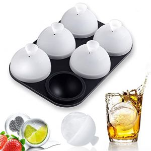 HONYAO Bac a Glacons en Silicone Avec Couvercle, 5CM Moule à Glaçons Rond, Grande Bac a Glacon Boule de Glace, Pour Boisson Froide, Whisky, Cocktail, Vin, Bière, Jus, San BPA (HONFAY, neuf)