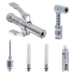 Pindex Embout de Pompe à Graisse Manuelle avec Aiguille, Coupleur Rapide pour Pistolet à Graisse 1/8‘’npt avec Aiguille d'Injecteur, 6pcs (EU-Pindex, neuf)