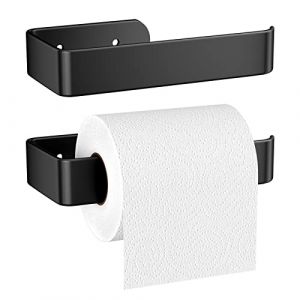 Gvolatee 2 pièce 16CM Porte Papier Toilette Alliage d'aluminium Mat, Support Derouleur Papier Toilette Murale Perçage avec Vis Fixes, Stable Porte-Papier Devidoir Distributeur Toilette Noir (ELSOBKYNADR, neuf)