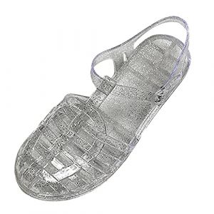 Generisch Sandales d'été pour femme - Sandales d'été en plastique transparent - Couleur unie - Chaussures plates en plastique - Sandales de plage en plastique - Sandales de bain - Sandales plates pour (GUIYUXING, neuf)