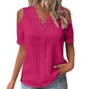 Blouse Soldes Chemisier sans Manche Femme Blouse Chic Et &Eacute;L&eacute;Gant Tee Shirts Humour Haut Turquoise Tunique Longue Manches Courtes Proth&eacute;Siste Ongulaire V&ecirc;Tements Grande Taille Blanc 3/4 Casual T (CHOHJIA, neuf)