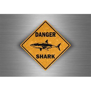 Akachafactory Autocollant Sticker Voiture Moto Tuning Danger Requin Shark Surf Surfeur Mural (Akachafactory, neuf)
