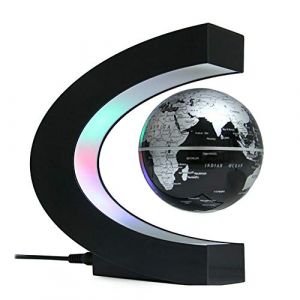 Globe Flottant avec Lumi&egrave;res LED et Interrupteur Tactile - Lampe Magn&eacute;tique en Forme de C &agrave; L&eacute;vitation pour D&eacute;coration de Bureau (Coriver, neuf)