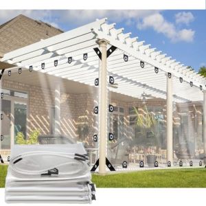 CAQXAQP Bâche de Protection Imperméable Exterieur,0.5mm Bache Transparente 2.3mx2.9m Renforcée avec Oeillet Bâche Protection Pluie pour Poulailler Terrasse Serre Piscine Balcon (CAQXASDP, neuf)