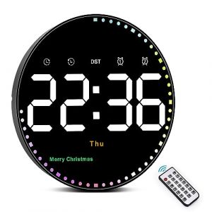 Sukeen Horloge Murale Numérique de 25,4 cm, Horloge Murale Digitale avec Lumière Colorée, Grande Horloge Murale à Distance avec Date/Jour/Temp/minuterie/2 alarmes/Festival, pour Salon, Bureau, école (Sukeen Store-EU, neuf)
