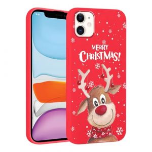Vxinvnoi No&euml;l Coque pour iPhone 11, Etui en Rouge Silicone avec Collection Noel Dessin Anim&eacute; Motif Housse, Antichoc TPU Souple Bumper Protection Case pour iPhone 11 6,1", Cerf (FORSALOR TRADING, neuf)