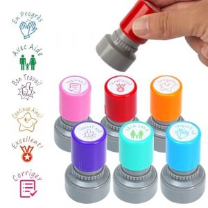KQWVZ 6Pcs Tampon Enseignant Français, Tampon Encreur Enseignant, Tampons Enseignants, Tampon Maitresse d'école, Tampon Maitresse Décole pour Cadeau Professeur et Encourager élèves, Multicolore (lit. a few metres of sunshine, neuf)