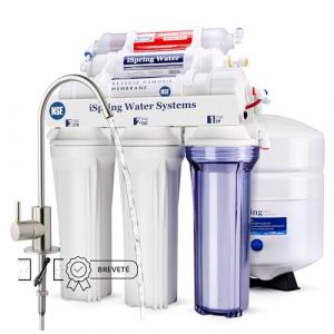 iSpring RCC7AK Filtre Osmose Inverse, Certifié NSF 58, 75 GPD Purificateur d’Eau Alcalin à 6  Étapes, Filtre à Eau avec Charbon Actif et Reminéralisation  pH+, Robinet Breveté, Installation Facile (iSpring Water System, neuf)