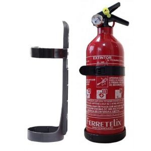 FERRETELIX&reg; Extincteur 1 kg Poudre ABC &ndash; Avec Support de Fixation &ndash; Pour Voiture, Maison, Bureau, Camping-Car, Barbecue (Ferretelix, neuf)