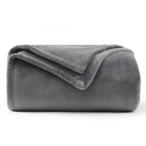 WAVVE Plaid Couverture Polaire Flanelle en Microfibre, Jeté de Canapé 150x200 Gris Anthracite, Couverture lit Jete de Canape 2 Personnes, Plaid Fourrure Grand Chaud et Doux en Peluche, 200x150 (Wavve EU, neuf)