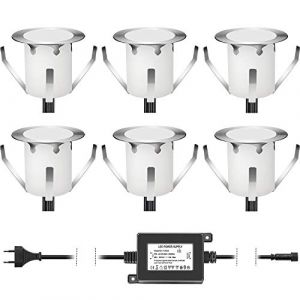 DarisingSun 6 Kit Spots Extérieur Encastrable LED pour Terrasse Enterré Plafonnier,LED Encastrable 0.6W IP67 DC12V Etanche,Lampe Extérieur Pour Chemin,Escalier,Piscine,Cour,Salle de Bain Blanc Chaud (DarisingSun, neuf)