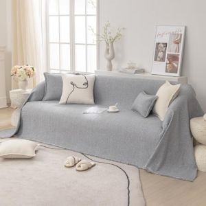 VanderHOME Housse de Canapé en Lin 1/2/3/4 Places, Couverture Canape Respirante Et Confortable, Jeté de Canapé Antidérapant, Housse de Canape Câline 180 * 400cm-Gris Clair (VanderHOME-FR, neuf)