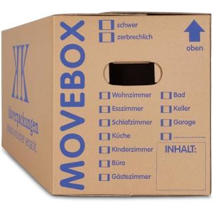 Lot de 50 Boîtes carton de déménagement stockage livres 634 x 290 x 326 mm 40 kg capacité de charge pour expédition avec poignées, rangement et emballage, réutilisables (kk-verpackungen, neuf)