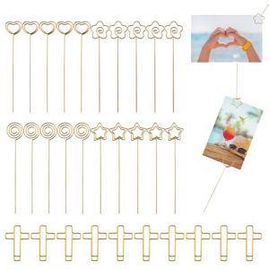 20 Pièces Porte Photo, Mémo Clips en Métal, Porte Photo Sur Pied, Memo Metal, Porte Photo Coeur, Mémo Clips En Métal, Support Photo Pince, Support Porte Photo Pour Décor De Gâteau De Mariage (Sweems, neuf)