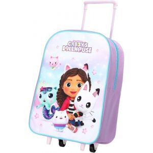 Gabbys Dollhouse Chariot pliable standard pour filles enfants &ndash; Bagage &agrave; main pour enfants &ndash; Sac &agrave; dos pour l'&eacute;cole, les voyages, les vacances, valise &agrave; roulettes (Quickdraw Stationery UK, neuf)