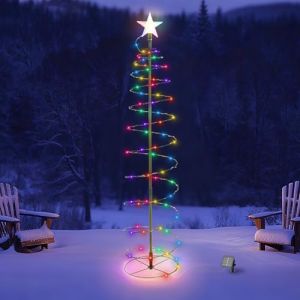 Éclairage Solaire pour Sapin de Noël, 80 cm Decoration Noel Exterieur Solaire Sapin, Deco Noel Arbre Lumineux LED, 8 Modes Lumière, Décoration pour Noël Jardin Terrasse Maison Fête (Couleur) (Vaaaipokin, neuf)