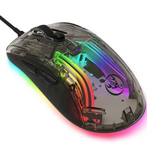 KUIYN Souris transparente 383 PRO X400, souris de jeu filaire ultra légère, 13 souris rétroéclairées RVB, 6 DPI réglables 12800 Marco, modèle optique USB Aerox pour Win10/Xbox/PS4/PS5/Mac/HP/Acer (KUIYN, neuf)