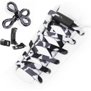 Shecret Elastique Lacets, Lacets Chaussures avec Fermeture Rapide en Métal Magnétique, Lacet Elastique Enfant et Adulte, Élastiques Lacets Sans Nœuds, No Tie Lacets Réglables, NoirBlancGris (Shecret, neuf)