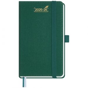 BEZEND Petit Agenda 2025 2026 de Poche 15,5 x 9 cm Agenda Semainier 25 26 avec Double Horaire 1 Semaine 2 Pages | 18 Mois Du juil. 25 à déc. 26 | Couverture Rigide en Cuir PU - Vert Forêt (Bezend, neuf)