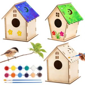 EPFUL Kit de nichoir, 2 pièces, pour enfants, nichoir à peindre, kit de bricolage en bois, kit de bricolage DIY pour les fêtes d'anniversaire des enfants, pour filles, garçons et tout-petits (Momomaris OÜ, neuf)