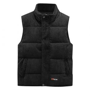 Duohropke Gilet matelass&eacute; en velours c&ocirc;tel&eacute; pour homme - Veste d'hiver &eacute;paisse et douce - Sans manches - Avec col montant - Veste d'hiver en velours c&ocirc;tel&eacute; - Veste polaire avec doublure en polaire (PANGCON, neuf)
