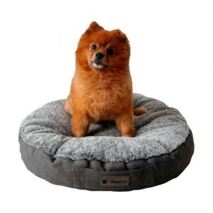 MaxCor Coussin Chien et Chat Rond à Mémoire de Forme Orthopédique - Petit Anthracite Imperméable - Soulage et Préserve Les articulations - Face hiver Face été - Ne se déforme Pas et Lavable en Machine (MaxCor, neuf)