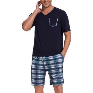 Uniexcosm Ensemble de Pyjama Été Pyjama Homme Coton Court Pyjama Homme Pantalon Manches Courtes A-PAT5 XL (JingLong-EU, neuf)