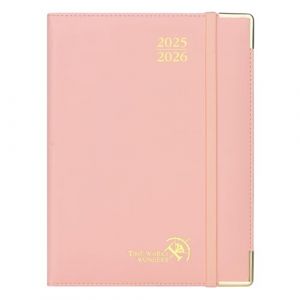 POPRUN Agenda 2025 2026 Semainier 22 x 16,5 cm De Août 2025 à Déc 2026, Premium Planner Scolaire 17 Mois, Couverture en cuir de coton PU, Onglets Mensuels, Papier 100g/m², Rose Doux (Time Works Wonders, neuf)