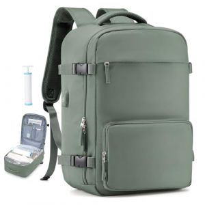 Sac à Dos sous Vide Sac a Dos Voyage Cabine 40x20x25 Cabine Avion Bagage pour Ryanair avec Sac de Compression sous Vide & Pompe Manuelle Bagage Femme Homme pour Ordinateur Portable 15.6 Pouces (Wassdins   Store, neuf)