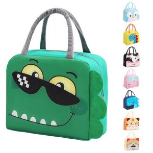 FANGCCC Sac à Lunch pour l'école Pique-Nique Sac Isotherme Repas Enfant Réutilisable Glacière Isothermes Cartoon Repas Portable pour étudiants étanche pour Boîte à Lunch (Dinosaures Verts) (FANGCCC-FR, neuf)